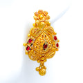 Traditional Vine Motif 22k Gold Kundan Hanging Earrings 