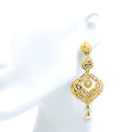 Charming Floral 22k Gold Pearl Earrings 