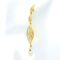 Charming Floral 22k Gold Pearl Earrings 