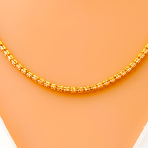 Three Tone Triangle Bead 22K Gold Chain - 18"