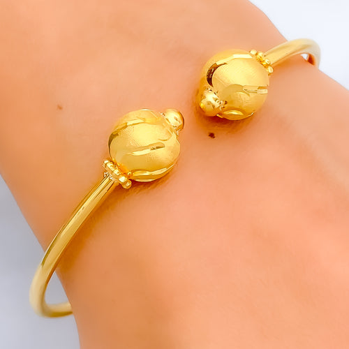 Wavy Smooth Finished  22k Gold Bangle Bracelet 