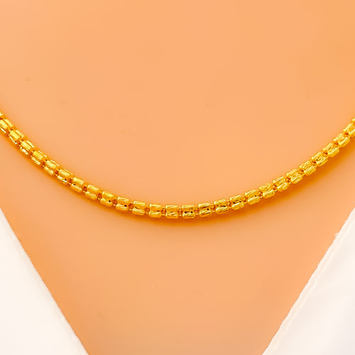 Radiant Three Sided 22k Gold Bead Chain - 20"