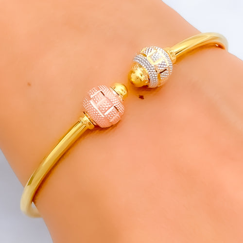 Checkered Multi Colored 22k Gold Bangle Bracelet 