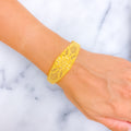 Floral Leaf Adorned 22k Gold Bangle Bracelet