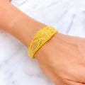 Floral Leaf Adorned 22k Gold Bangle Bracelet