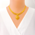 Refined Regal Drop 22k Gold Necklace Set