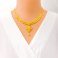 Checkered Kite Shaped 22k Gold Necklace Set 