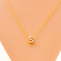 S - Diamond Letter + 18K Gold Necklace