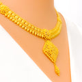 Checkered Kite Shaped 22k Gold Necklace Set 