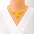 Graceful Striped 22k Gold Necklace Set 