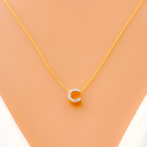 C - Diamond Letter + 18K Gold Necklace