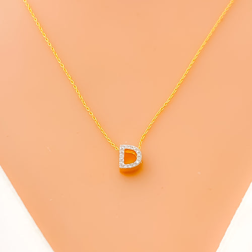 D - Diamond Letter + 18K Gold Necklace