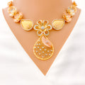Dazzling Fancy Floral 22k Gold Necklace Set