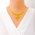 Intricate Festive Floral 22k Gold Necklace Set 