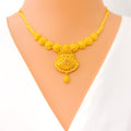 Intricate Festive Floral 22k Gold Necklace Set 