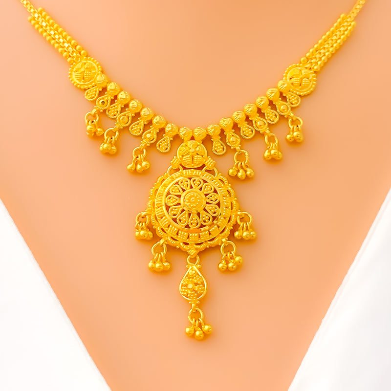 Palatial Multi-Tasseled 22k Gold Necklace Set 