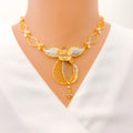 Multi Tone Netted Leaf 22k Gold Necklace Set