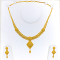 Checkered Kite Shaped 22k Gold Necklace Set