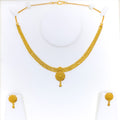 Refined Floral Mandala 22k Gold Necklace Set