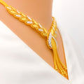 Reflective Textured Leaf 22k Gold Necklace Set