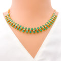 Emerald and Diamond + 18k Gold Necklace Set