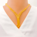 Charming Leaf 22k Gold Hanging Chain Necklace Set