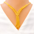 Charming Leaf 22k Gold Hanging Chain Necklace Set