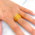 Opulent Regal Wavy 22k Gold Ring
