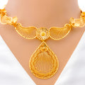 Fancy Floral Paisley 22k Gold Necklace Set