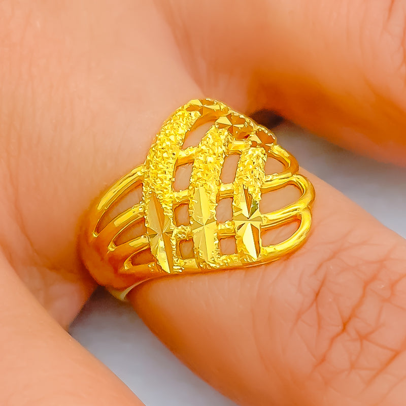 Elevated Trendy Textured 22k Gold Ring