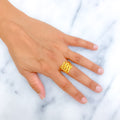 Radiant Distinct Checkered 22k Gold Ring