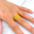 Radiant Distinct Checkered 22k Gold Ring