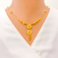 Dual Orb Flower 22k Gold Necklace