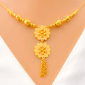 Dual Orb Flower 22k Gold Necklace