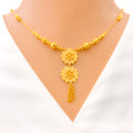 Dual Orb Flower 22k Gold Necklace