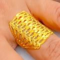 Opulent Ornate Elongated 22k Gold Ring
