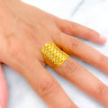 Opulent Ornate Elongated 22k Gold Ring