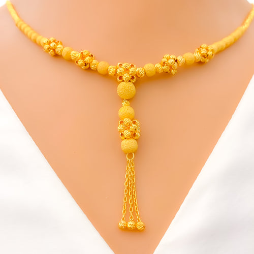 Fancy Alternating 22k Gold Popcorn Necklace