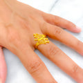 Fashionable Posh Overlapping 22k Gold Ring