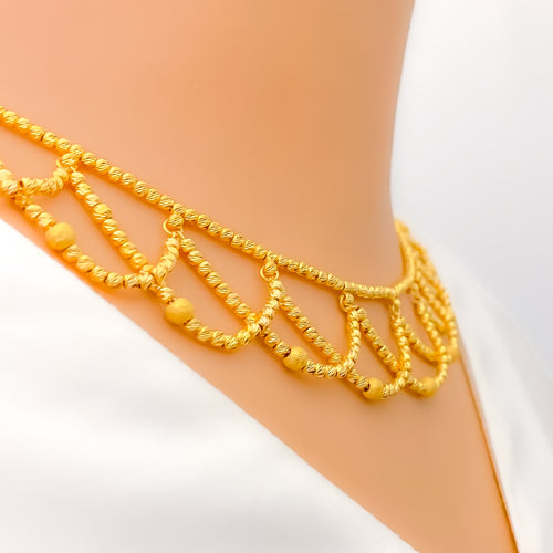 Shiny Frilled Orb 22k Gold Necklace