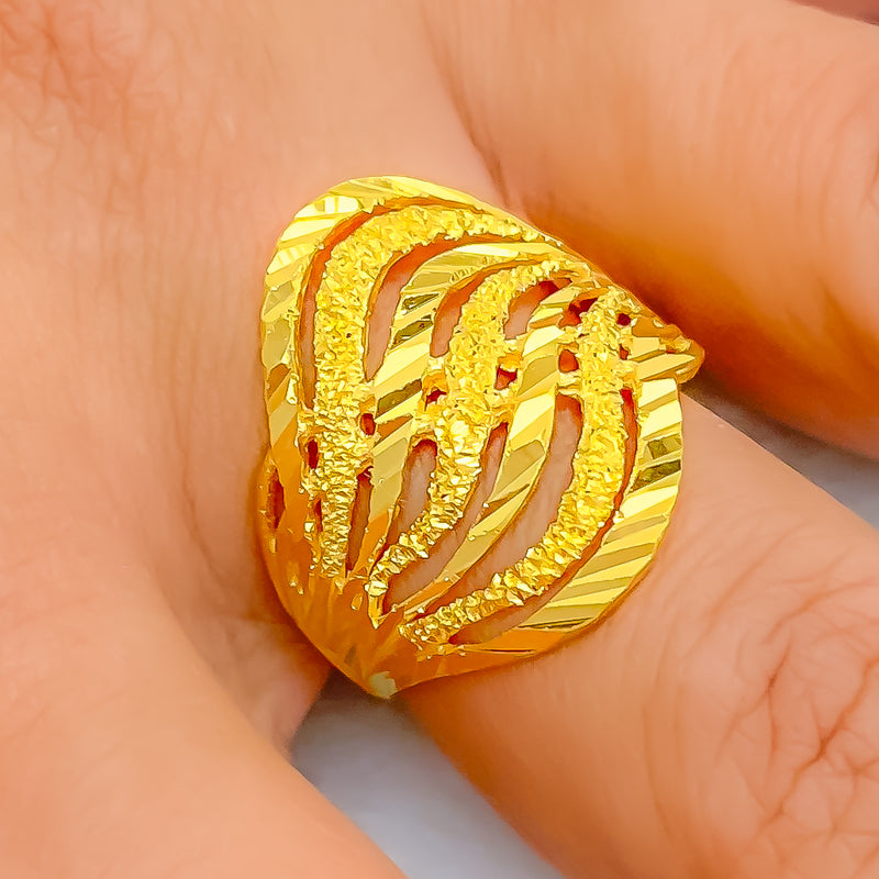 Dazzling Eternal Radiant Textured 22k Gold Ring