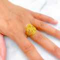 Dazzling Eternal Radiant Textured 22k Gold Ring