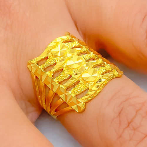 Embellished Eclectic Long 22k Gold Ring