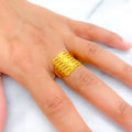 Embellished Eclectic Long 22k Gold Ring