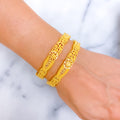Festive Filigree Floral 22k Gold Bangle Pair