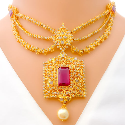 Royal Vintage 22k Gold Polki Necklace Set