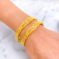 Festive Filigree Floral 22k Gold Bangle Pair
