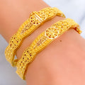 Festive Filigree Floral 22k Gold Bangle Pair