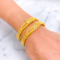 Festive Filigree Floral 22k Gold Bangle Pair