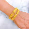 Intricate Checkered Motif 22k Gold Bangle Pair